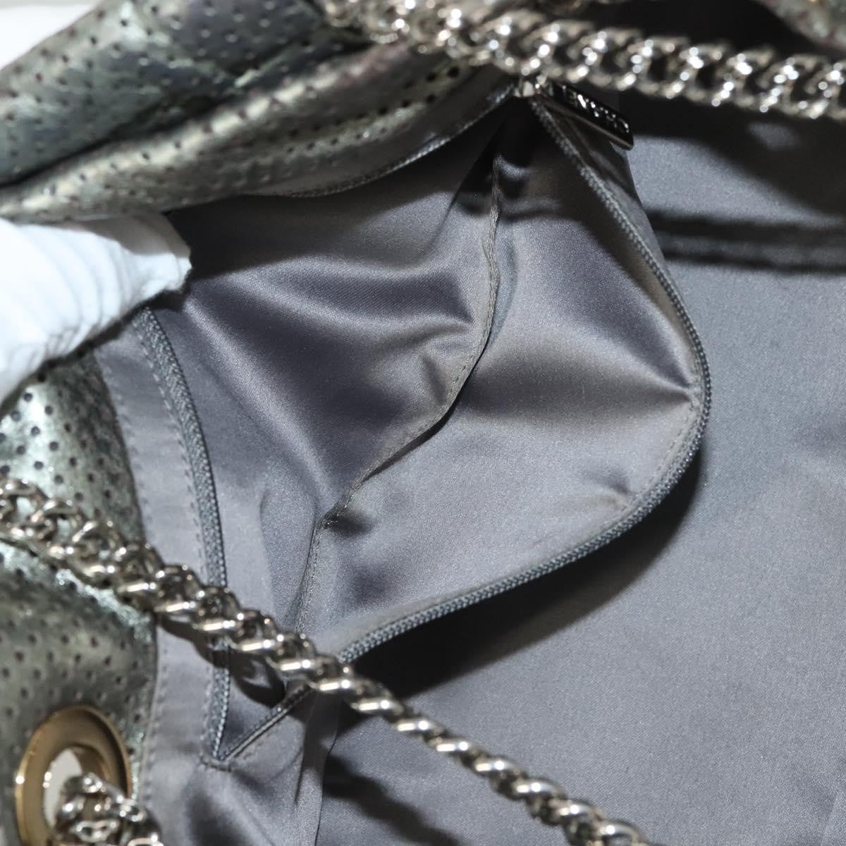 Chanel Drill Flap Bag Perforated Leather, SILVER, LEATHER, Shoulder bag