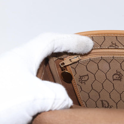 Christian Dior Vintage Honeycomb Shoulder Bag Canvas and Leather, BEIGE, CANVAS, Shoulder bag