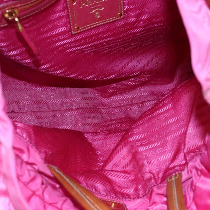 Prada Logo Drawstring Tote Tessuto, PINK, NYLON, Tote bag