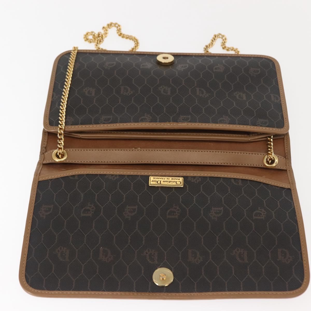 Christian Dior Vintage Honeycomb chain Canvas, BLACK, CANVAS, Shoulder bag