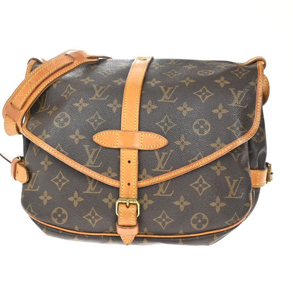 Louis Vuitton Saumur Handbag Monogram Canvas, BROWN, CANVAS, Shoulder bag