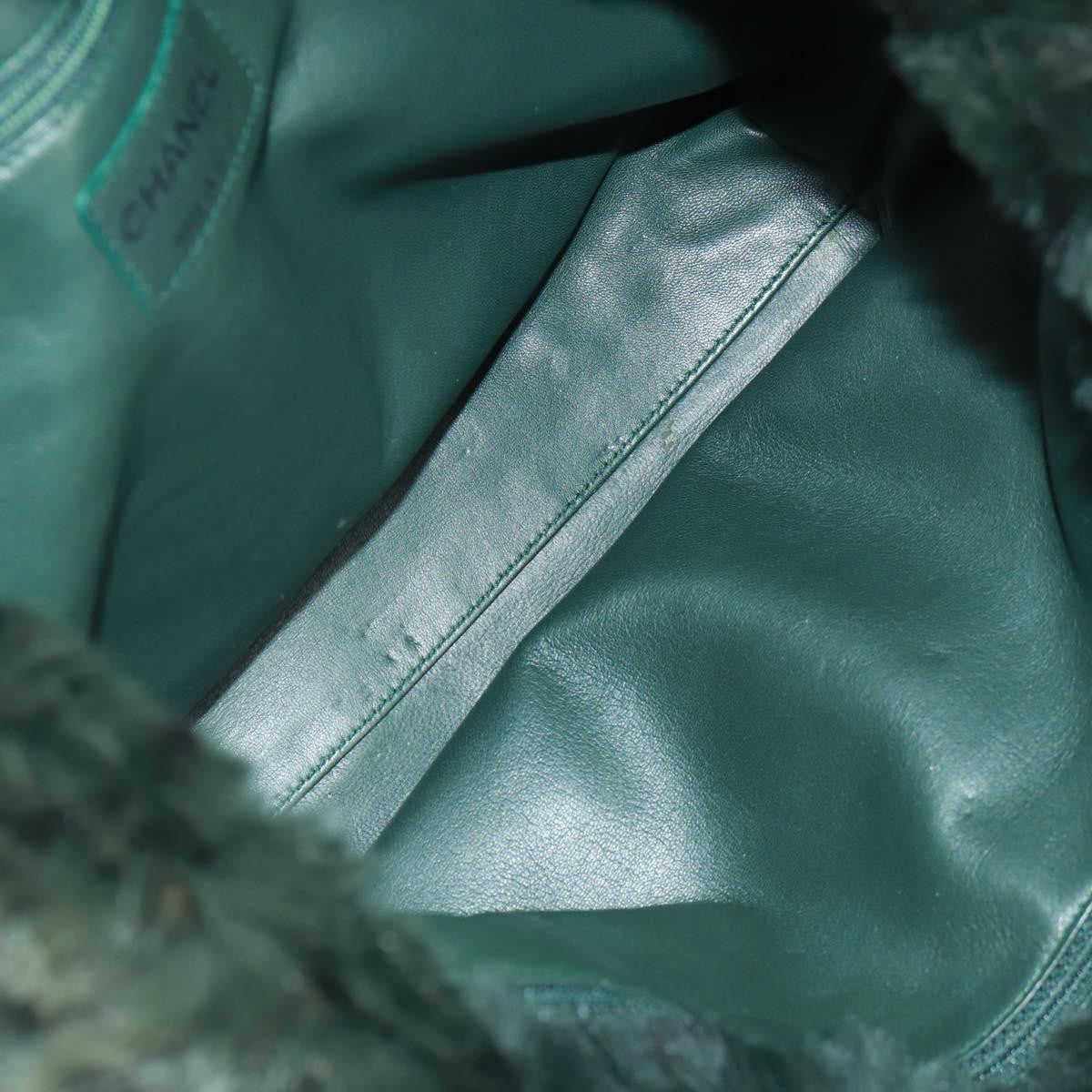 Chanel Chain Tote Lapin Fur, GREEN, FUR, Tote bag