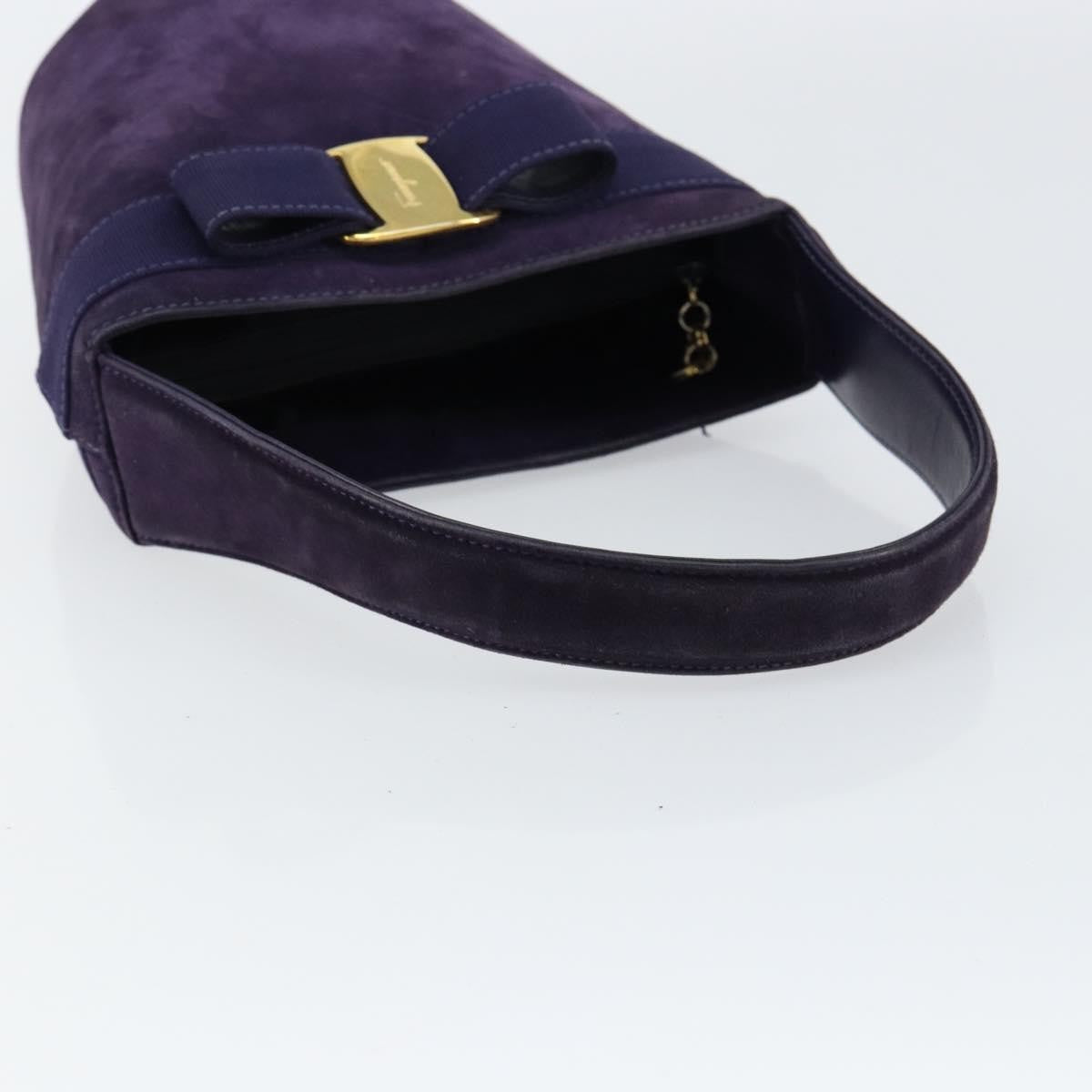Salvatore Ferragamo Vara Bow Top Handle Bucket Bag Suede, PURPLE, SUEDE, Handbag