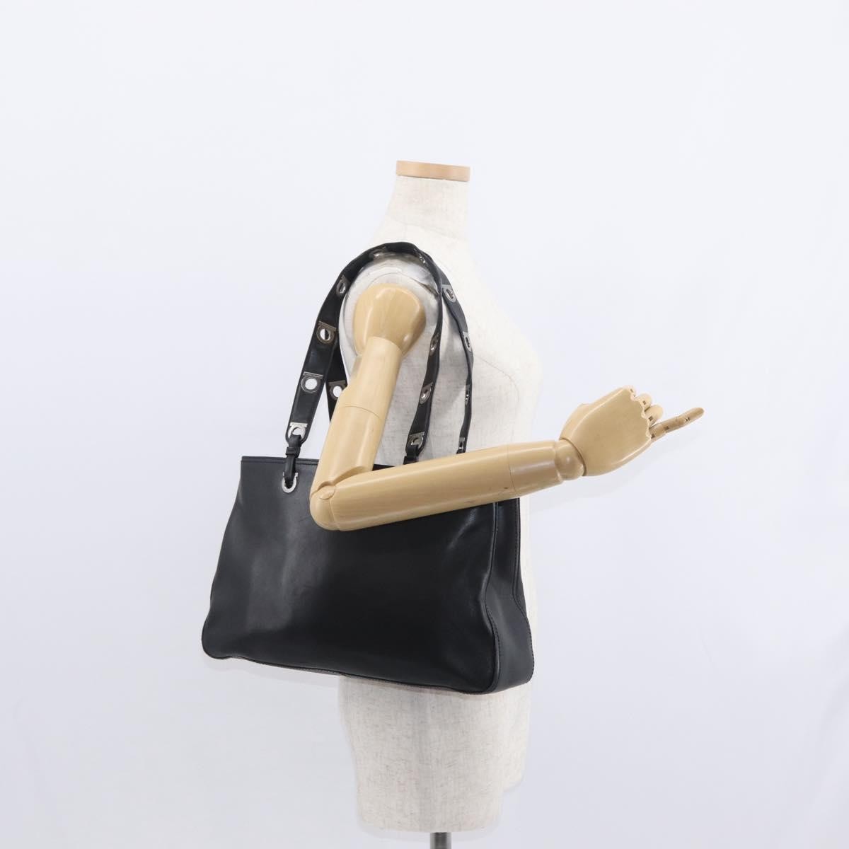 Salvatore Ferragamo Gancini Tote Leather, BLACK, LEATHER, Tote bag