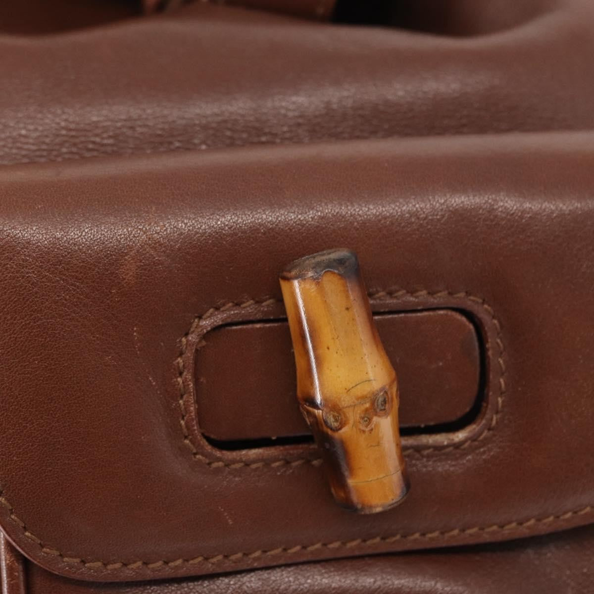 Gucci Vintage Bamboo Backpack Leather, BROWN, LEATHER, Backpack