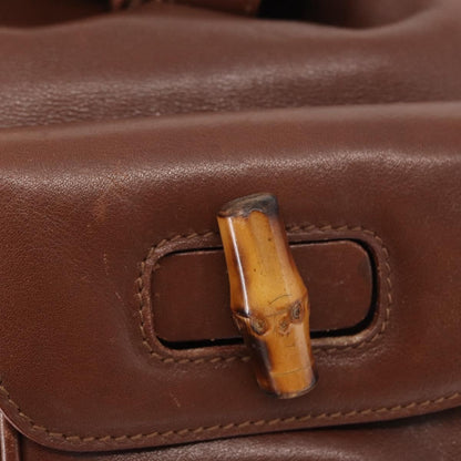 Gucci Vintage Bamboo Backpack Leather, BROWN, LEATHER, Backpack