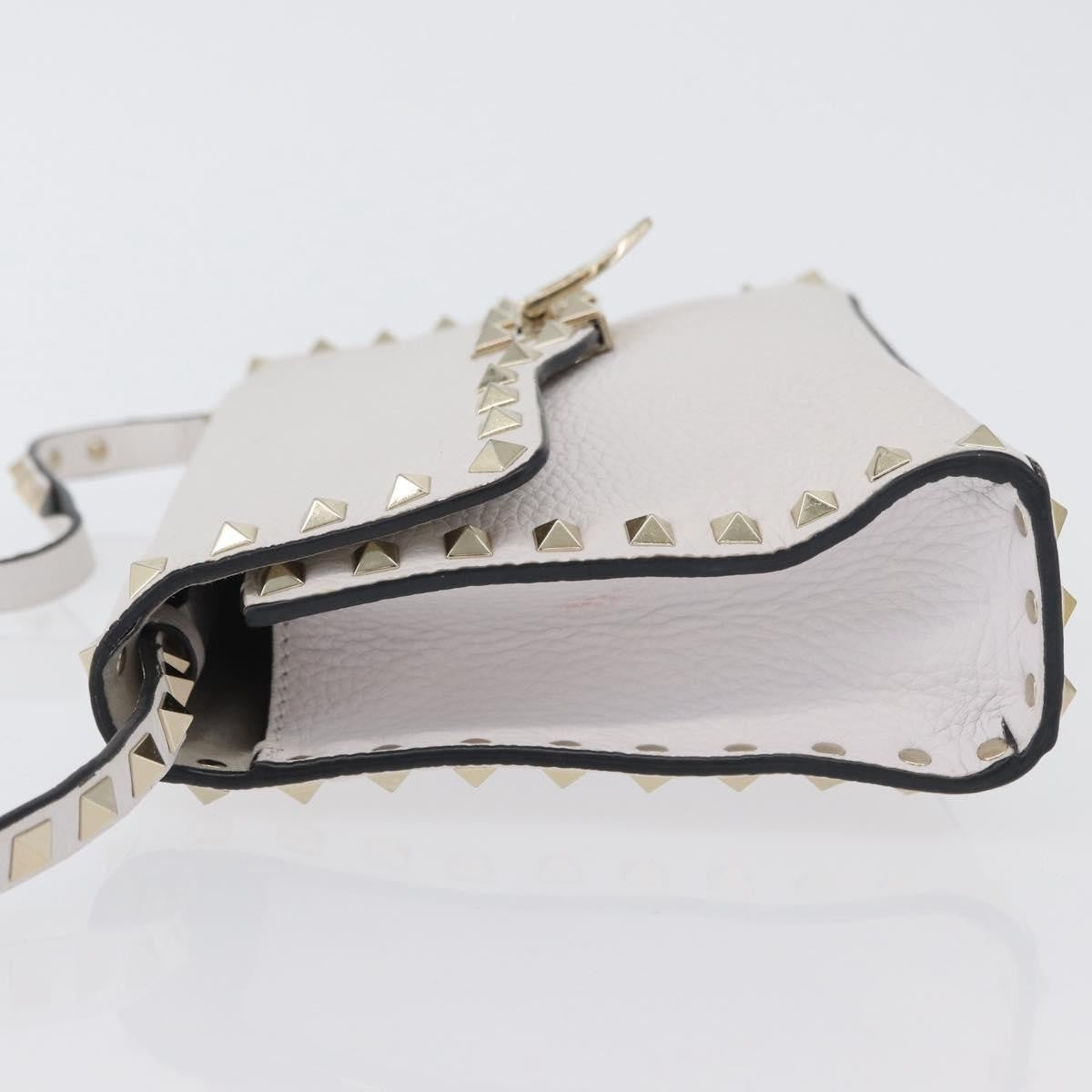 Valentino Garavani Rockstud Flip Lock Flap Bag Leather, WHITE, LEATHER, Shoulder bag