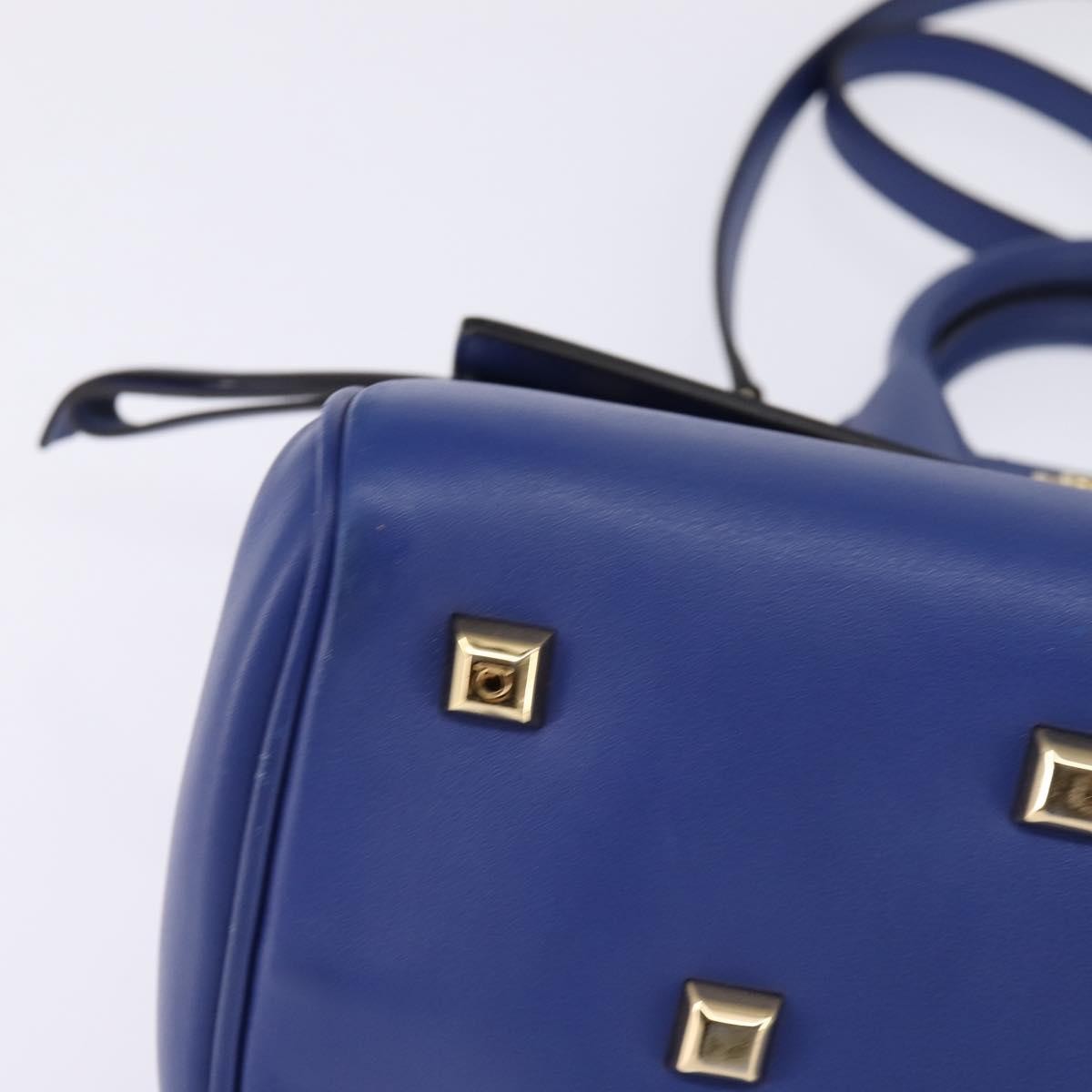 Salvatore Ferragamo Studio Satchel Leather, BLUE, LEATHER, Handbag