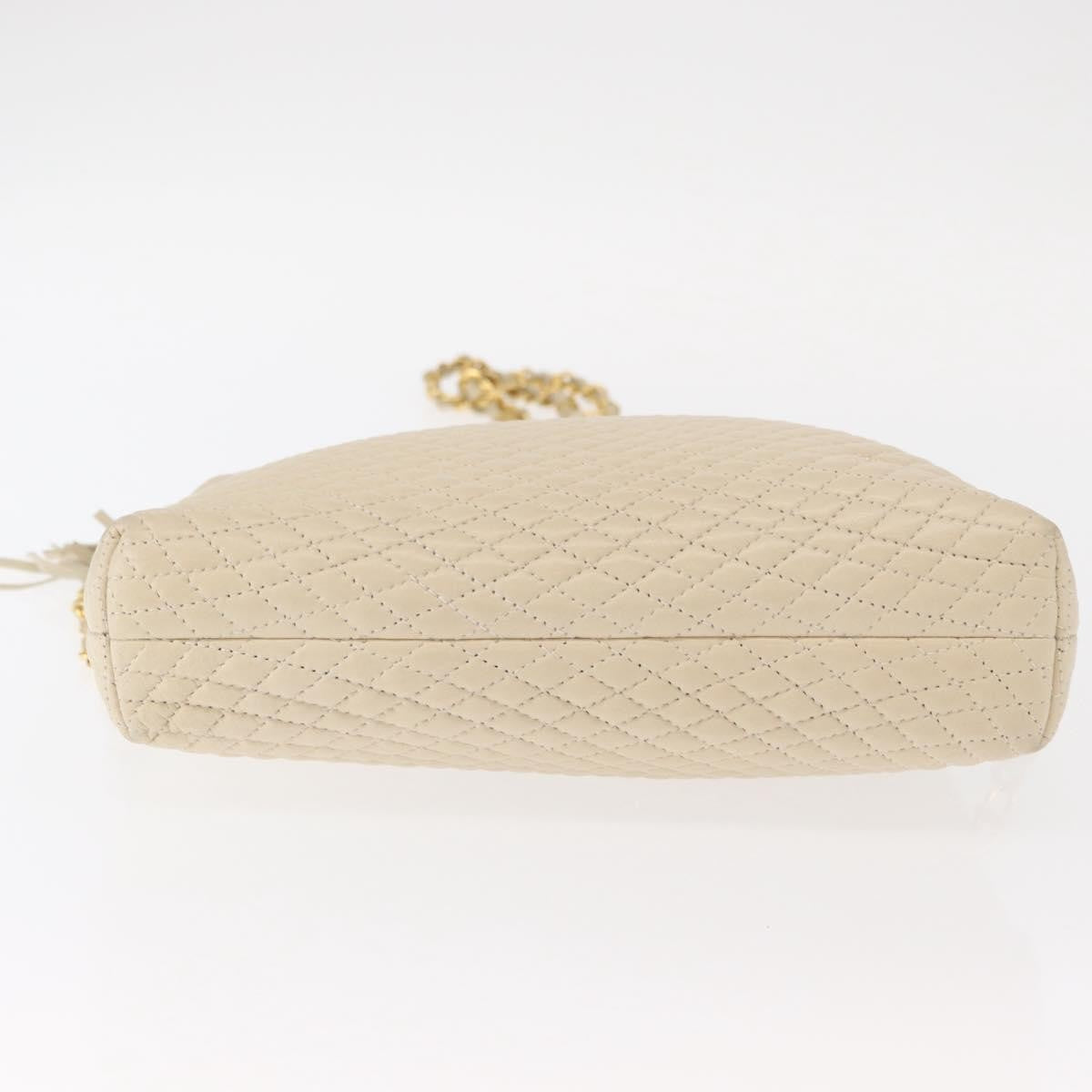 Bally Vintage Chain Shoulder Bag Quilted Leather, Beige, Leather, Shoulder Bag