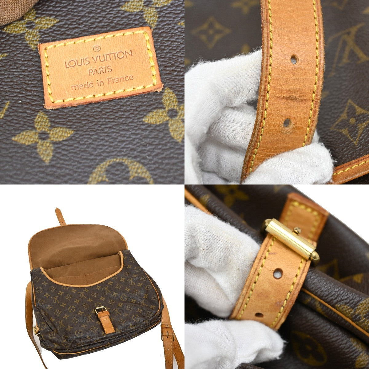 Louis Vuitton Saumur Handbag Monogram Canvas, BROWN, LEATHER, Shoulder bag