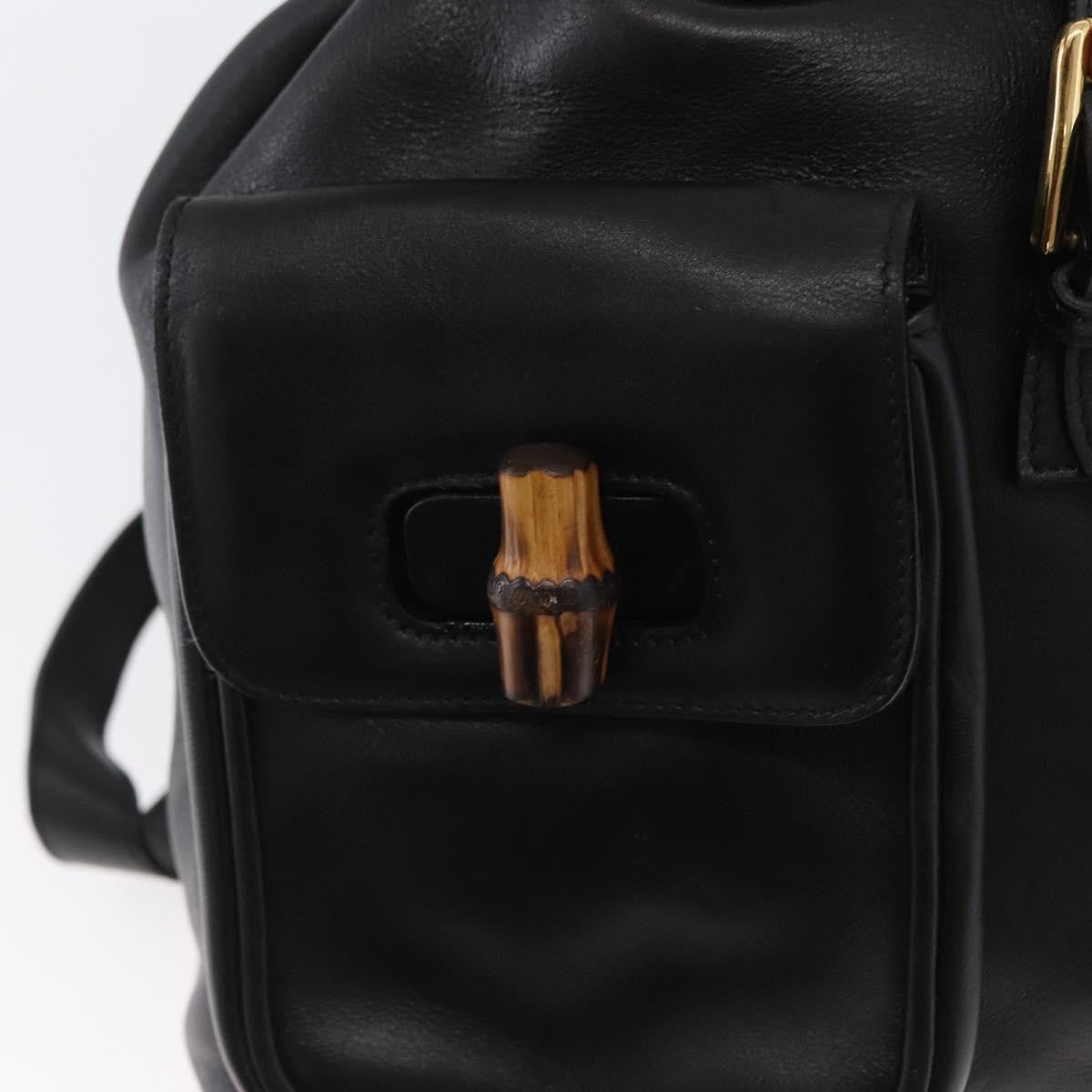 Gucci Vintage Bamboo Backpack Leather, BLACK, LEATHER, Backpack