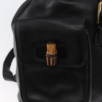 Gucci Vintage Bamboo Backpack Leather, BLACK, LEATHER, Backpack