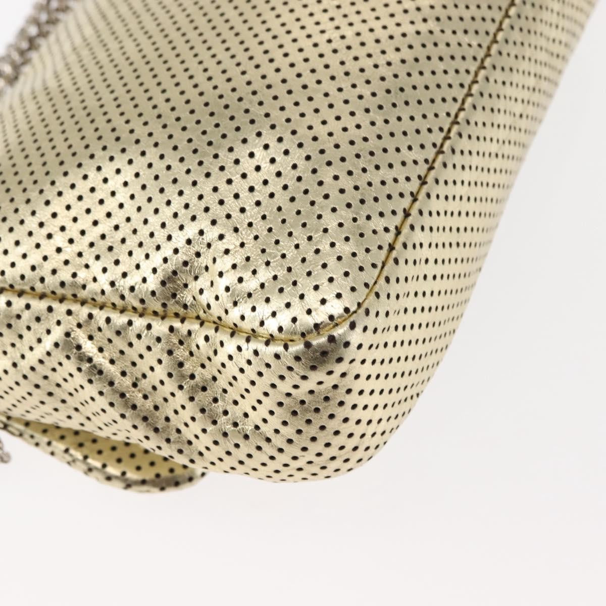 Chanel Drill Flap Bag Perforated Leather, GOLD, LEATHER, Handbag