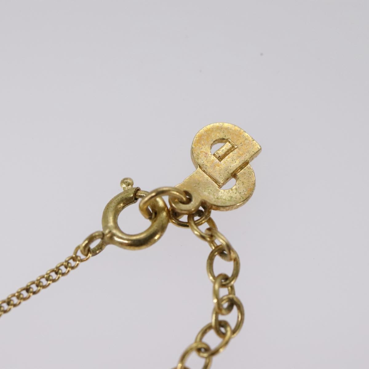Christian Dior Vintage Logo Round Pendant Necklace Metal and Crystals, GOLD, METAL, Necklace
