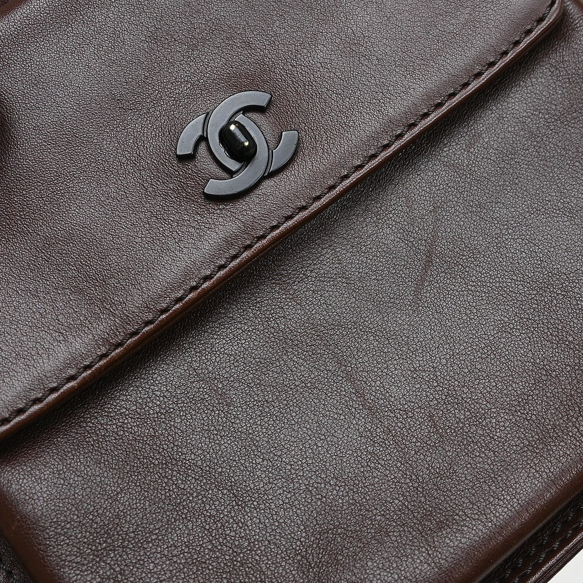 Chanel Vintage Front Pocket Waist Bag Leather, Brown, Leather, Clutch