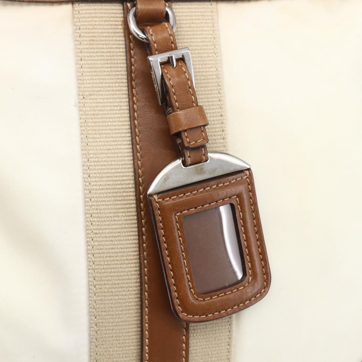 Prada Vintage Shoulder Bag Nylon and Leather, BEIGE, NYLON, Shoulder bag