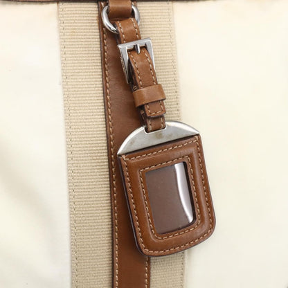 Prada Vintage Shoulder Bag Nylon and Leather, BEIGE, NYLON, Shoulder bag