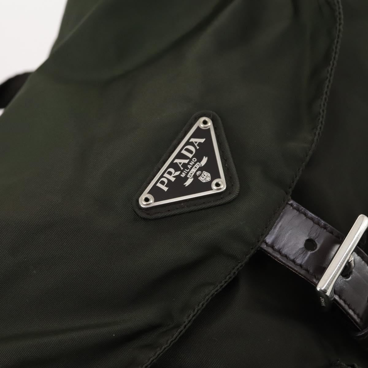 Prada Corsaire Backpack Embroidered Quilted Denim, KHAKI, NYLON, Backpack