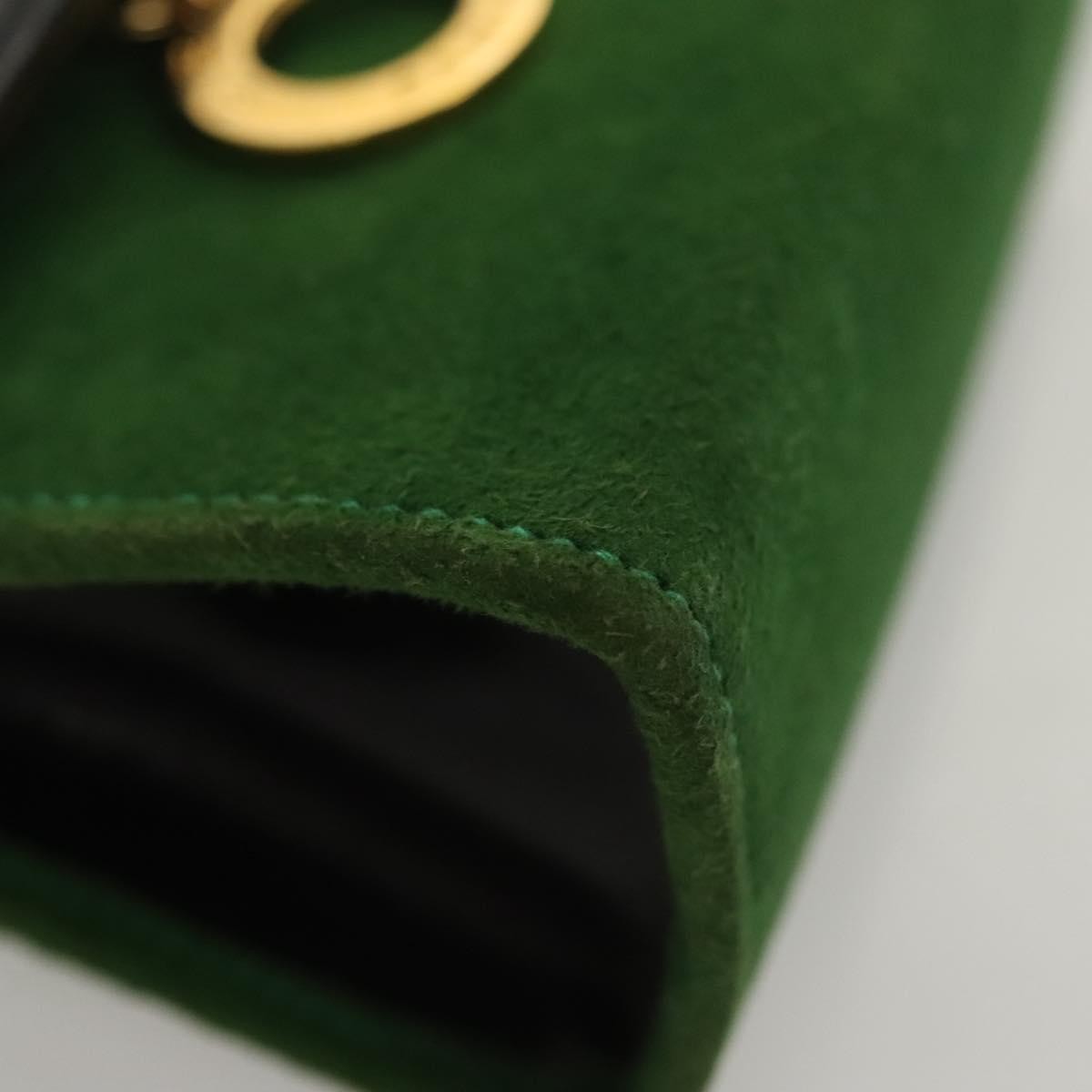 Celine Circle logo Suede and Leather, GREEN, SUEDE, Clutche & pouche