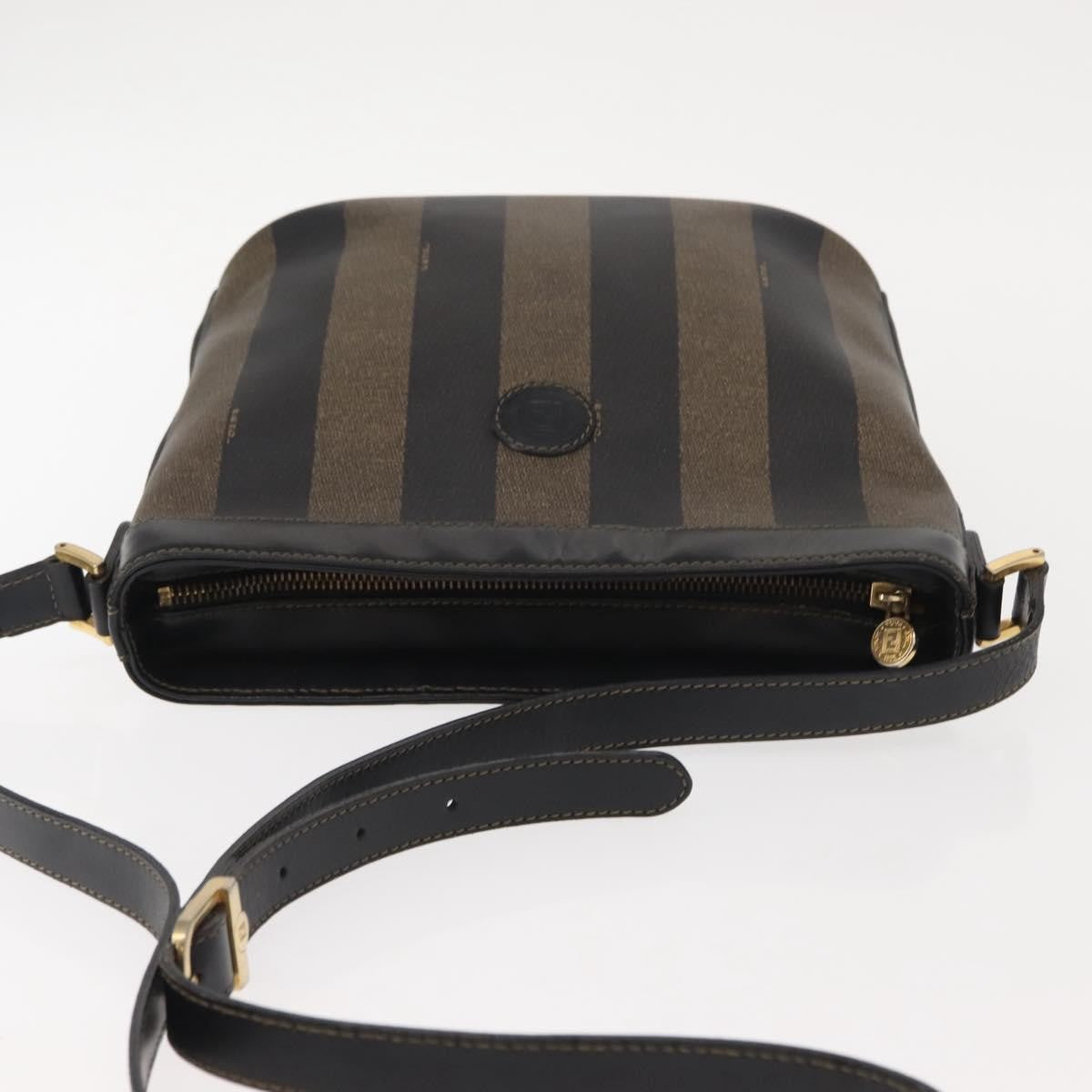 Fendi Pequin Shoulder Bag Canvas, BROWN, PVC, Shoulder bag