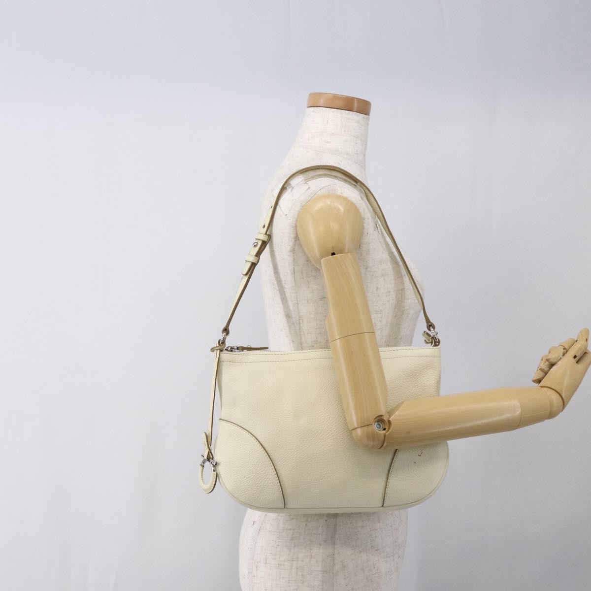 Salvatore Ferragamo Gancini Shoulder Bag Leather, WHITE, LEATHER, Shoulder bag