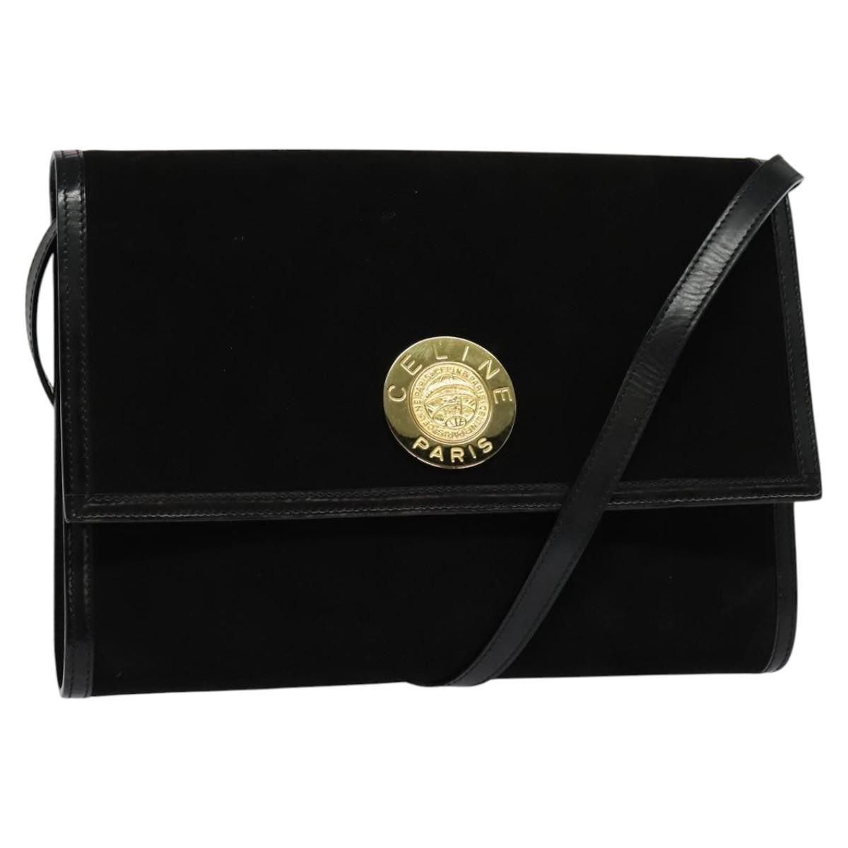 Celine Vintage Shoulder Bag Suede, BLACK, SUEDE, Shoulder bag