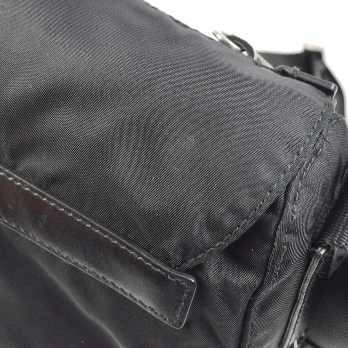 Prada Buckle Messenger Bag Tessuto, BLACK, NYLON, Shoulder bag