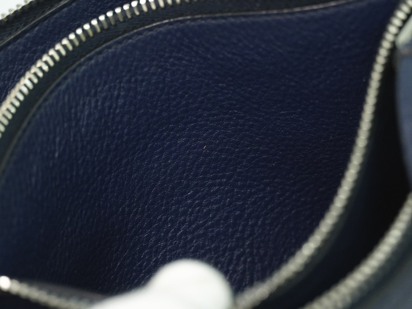 Prada Double Zip Crossbody Bag Vitello Daino, NAVY, LEATHER, Shoulder bag