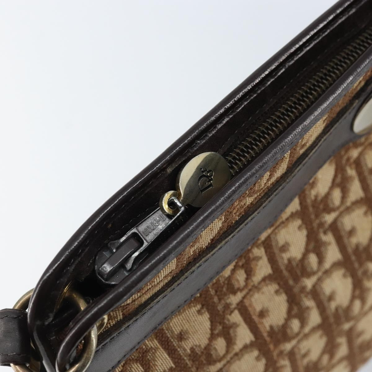 Christian Dior Vintage Trotter Shoulder Bag Canvas, BEIGE, CANVAS, Shoulder bag