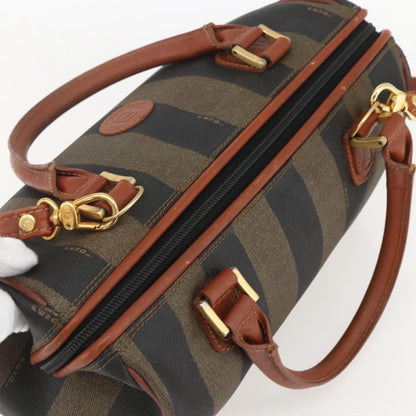 Fendi Vintage Pequin Convertible Boston Bag Coated Canvas, BLACK, PVC, Handbag