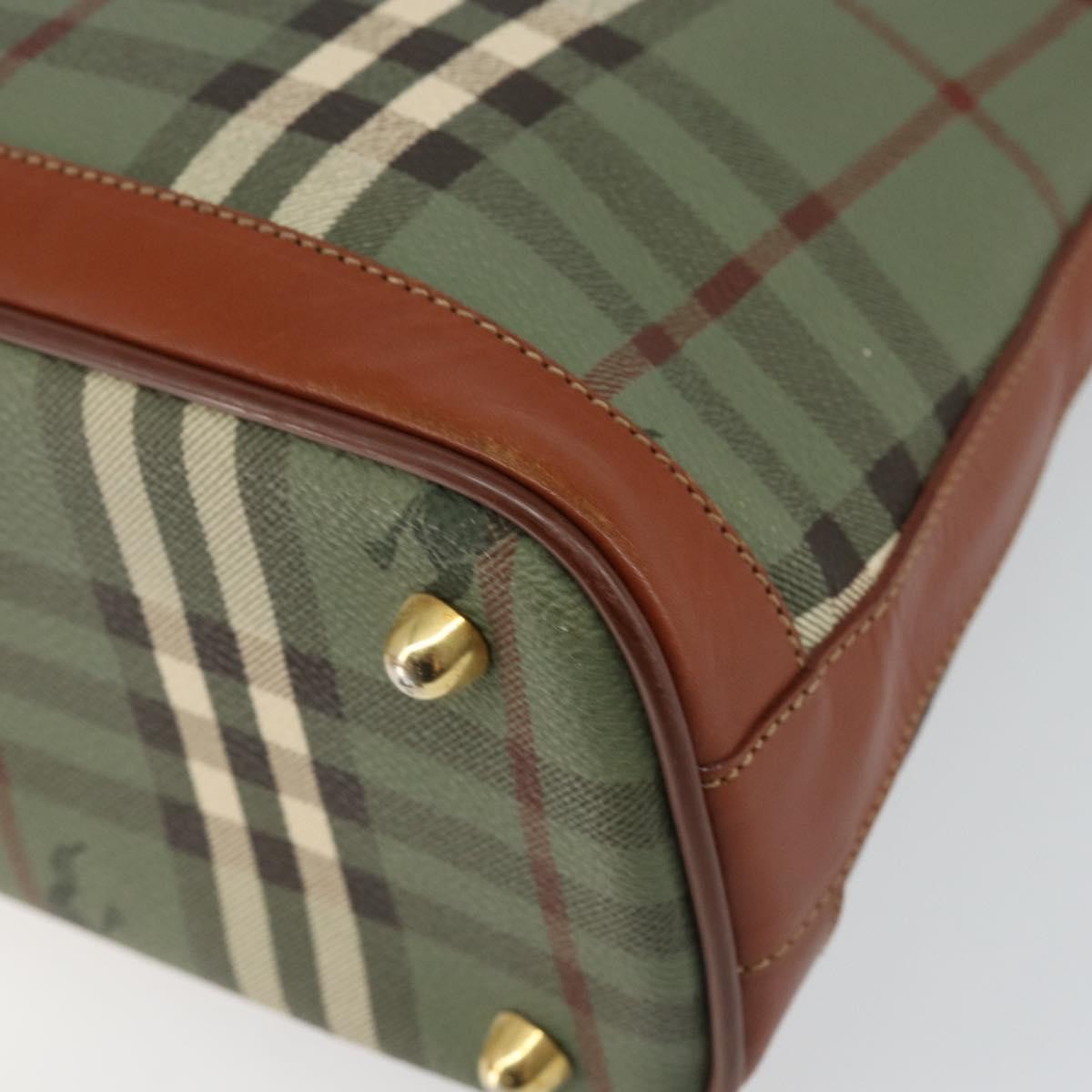 Burberry Nova Handbag Check Pattern, GREEN, PVC, Handbag