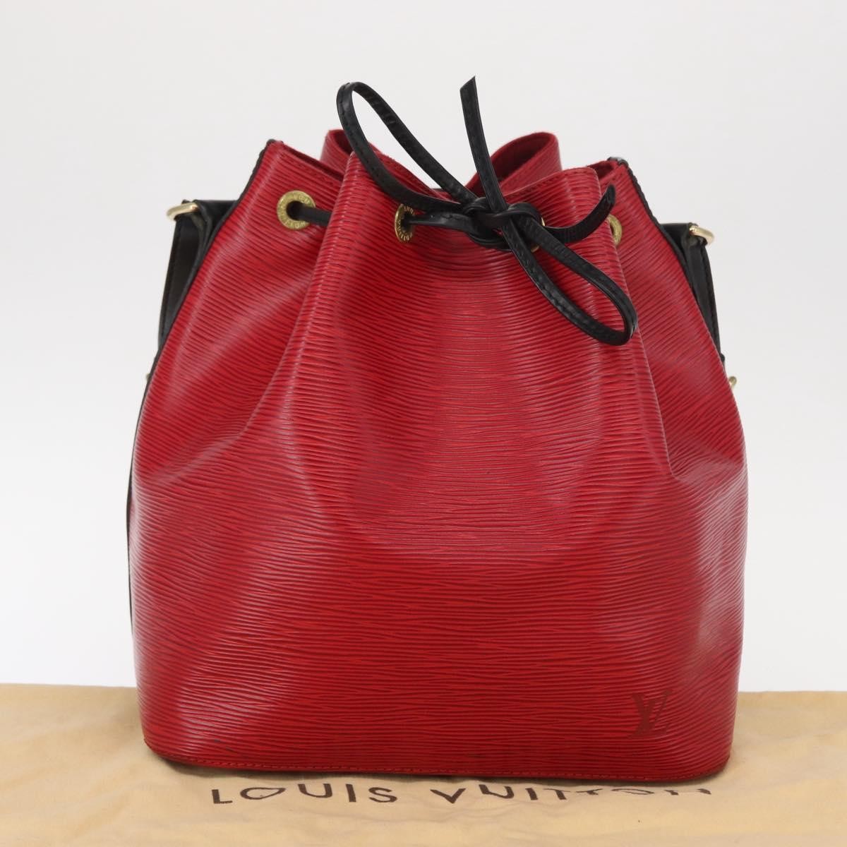 Louis Vuitton Bicolor Petit Noe Handbag Epi Leather, BLACK, LEATHER, Shoulder bag