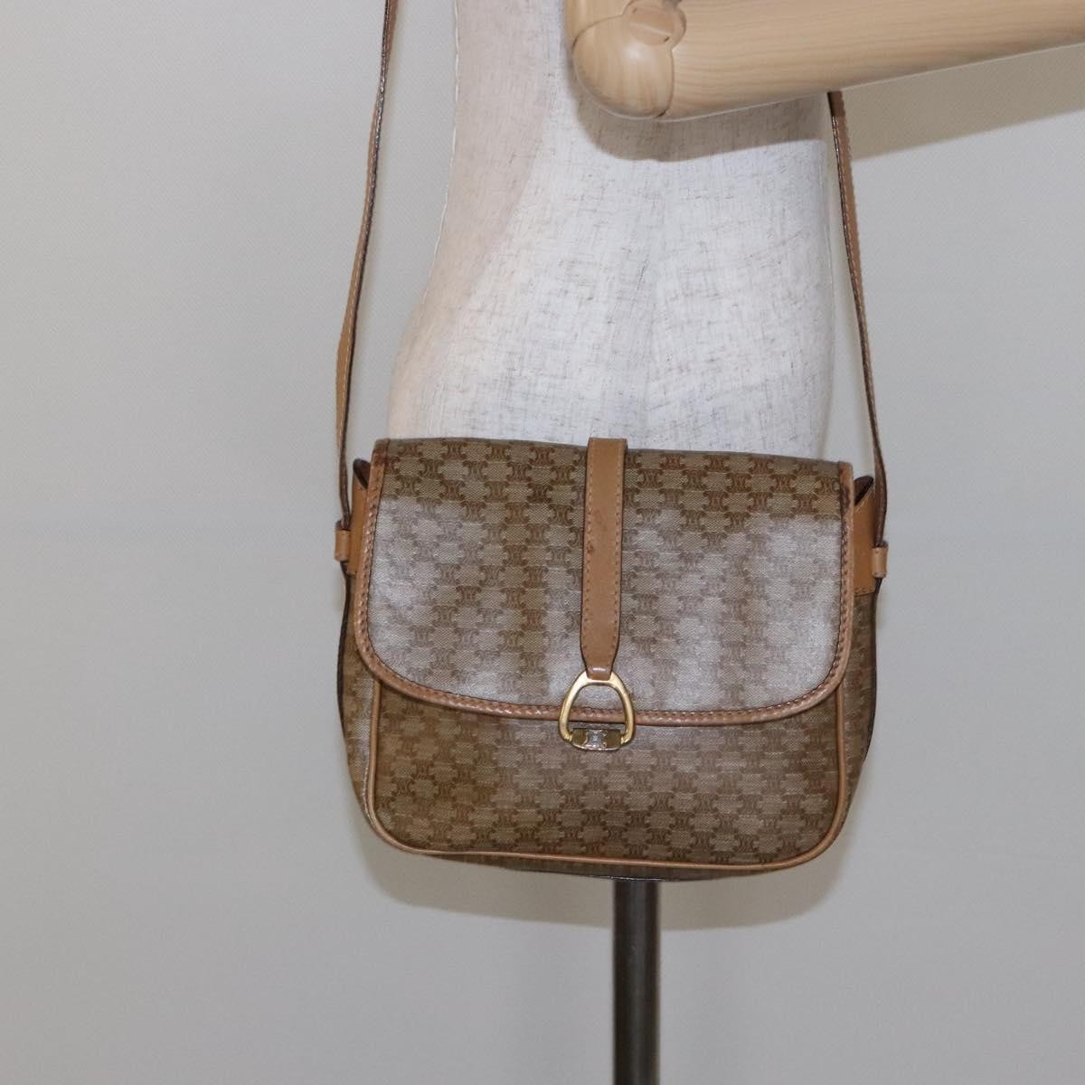 Celine Macadam Shoulder Bag PVC Leather, BEIGE, CANVAS, Shoulder bag