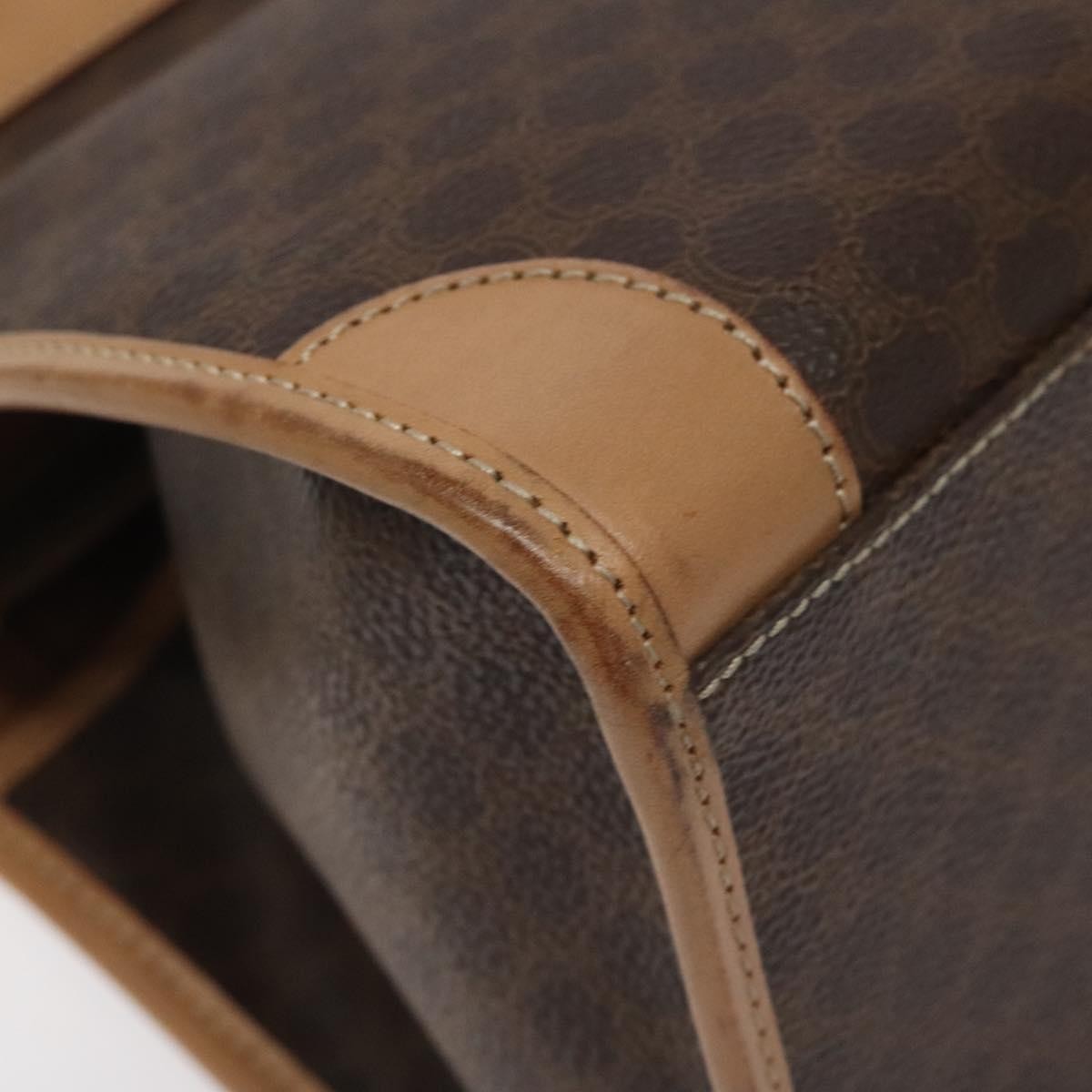Celine Vintage Macadam Handbag Canvas and Leather, Brown, Canvas, Handbag