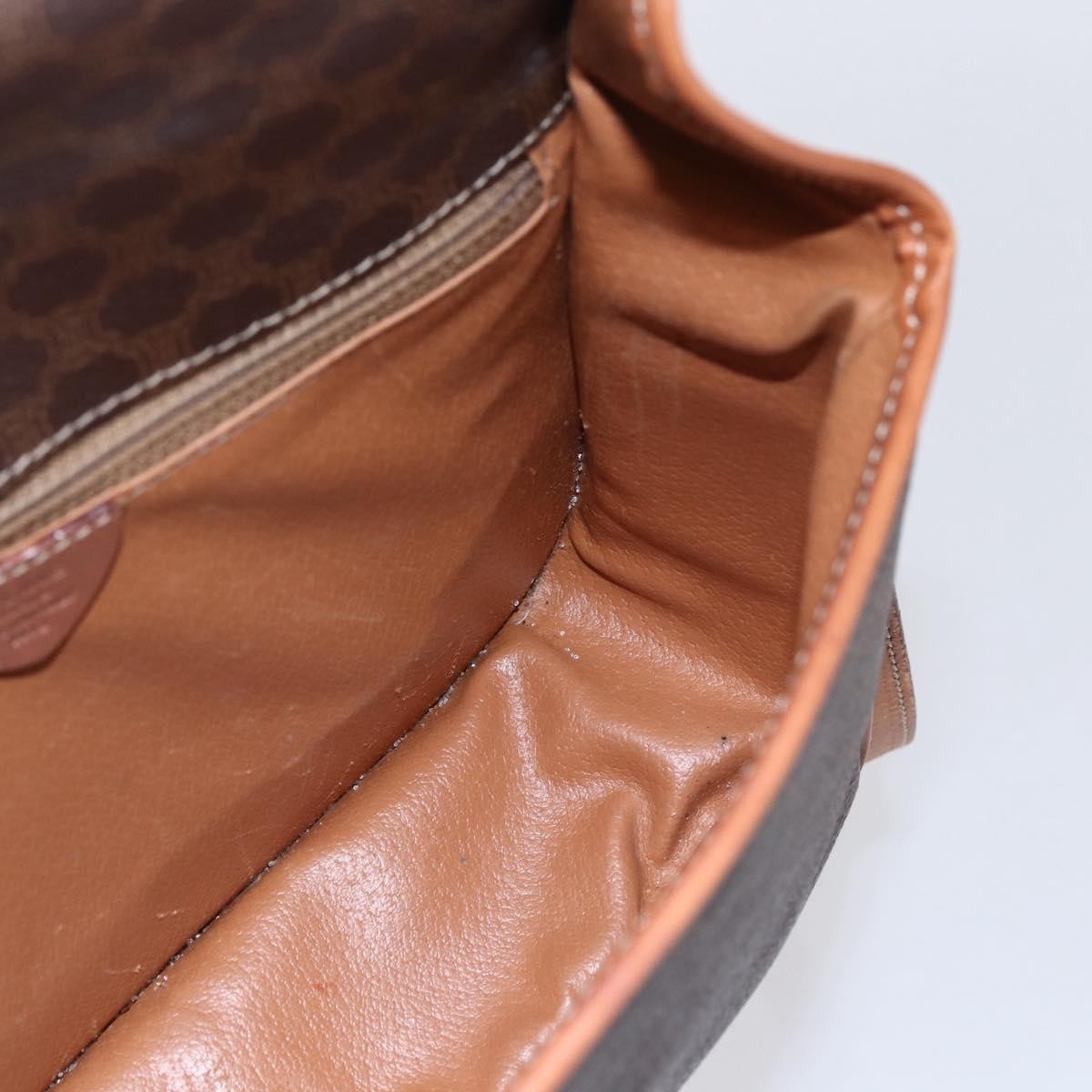 Celine Vintage Macadam Circle Logo Shoulder Bag Canvas and Leather, BROWN, CANVAS, Shoulder bag