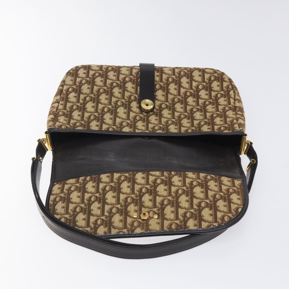 Christian Dior Vintage CD Flap Shoulder Bag Canvas, BROWN, CANVAS, Shoulder bag