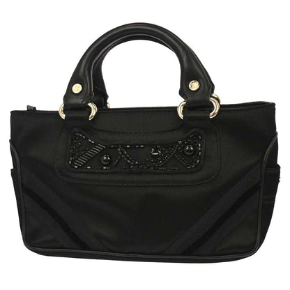 Celine Boogie Satchel Satin, Black, Satin, Handbag