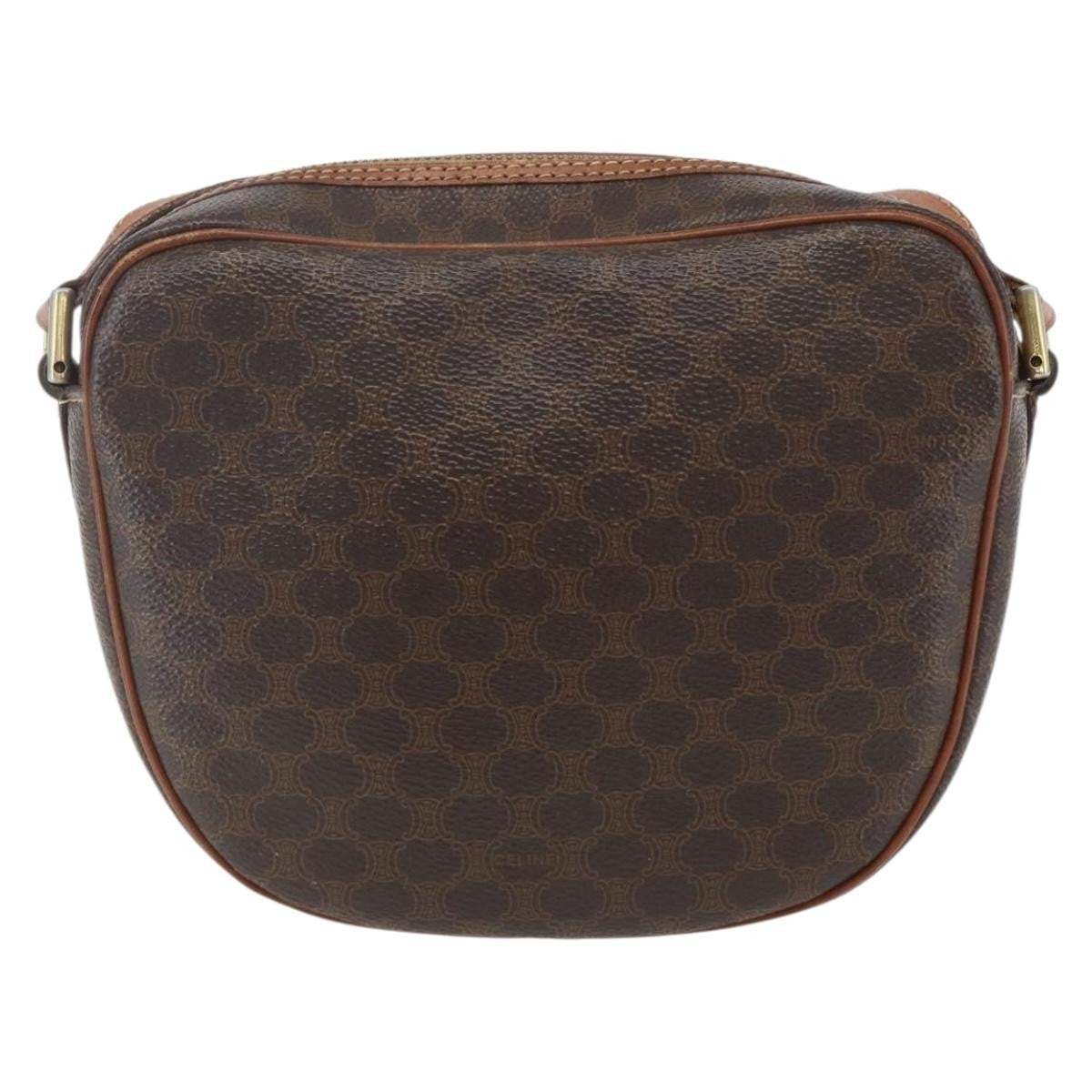 Celine Vintage Macadam Shoulder Bag Canvas and Leather, BROWN, CANVAS, Shoulder bag