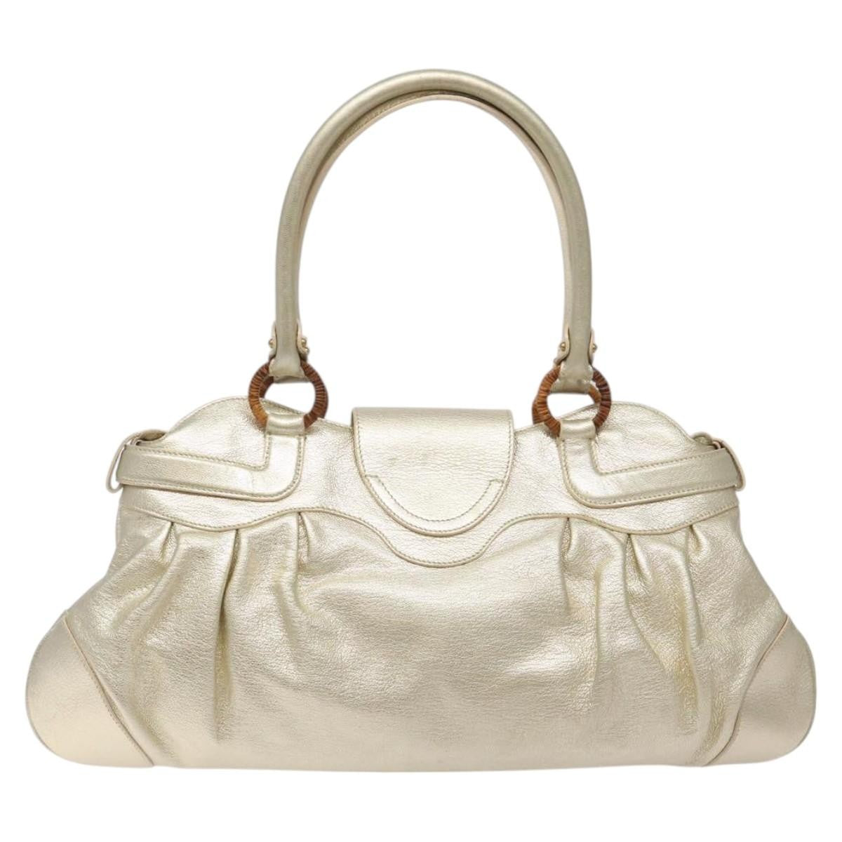 Salvatore Ferragamo Marisa Satchel Leather, GOLD, LEATHER, Shoulder bag