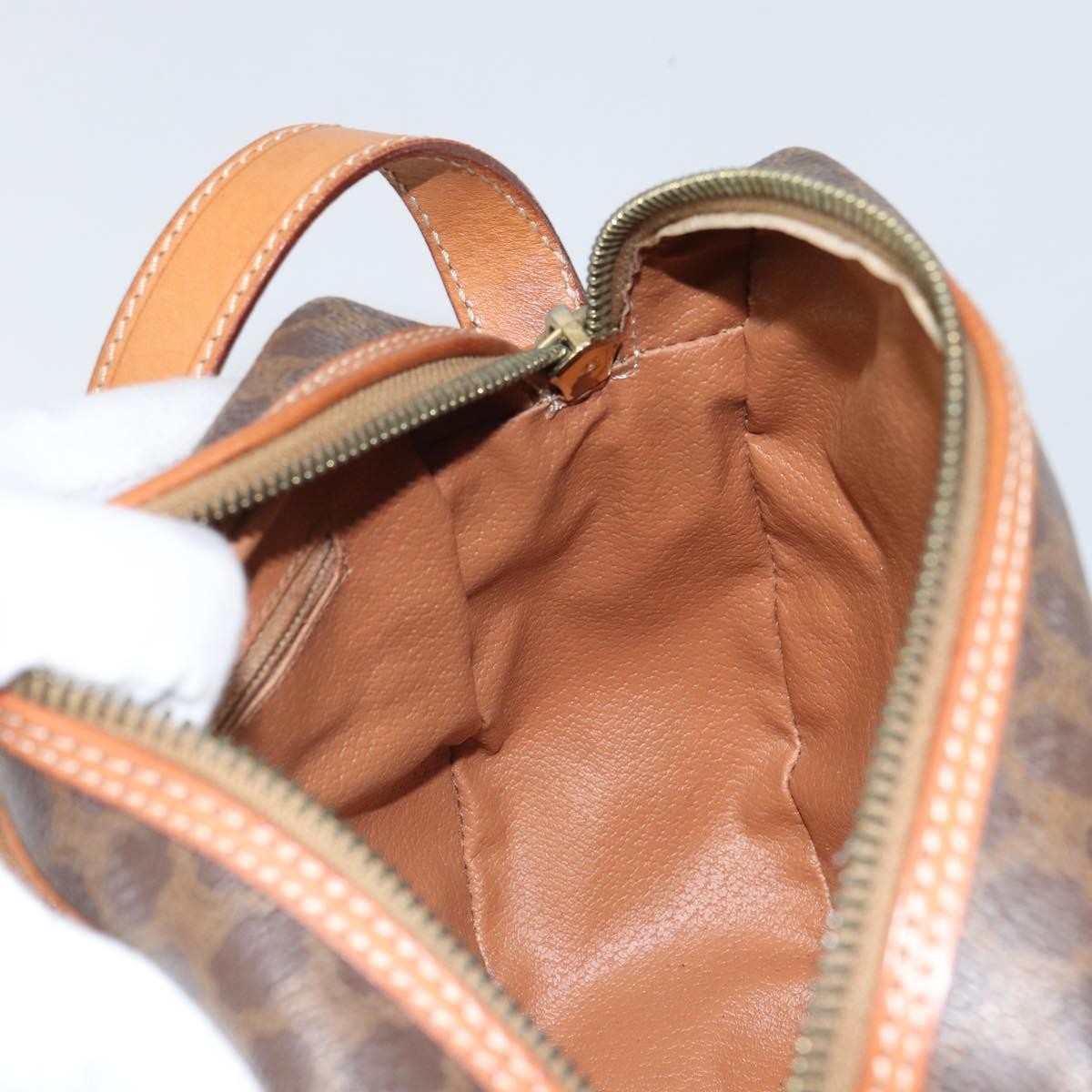 Celine Vintage Macadam Shoulder Bag Canvas and Leather, BROWN, CANVAS, Shoulder bag
