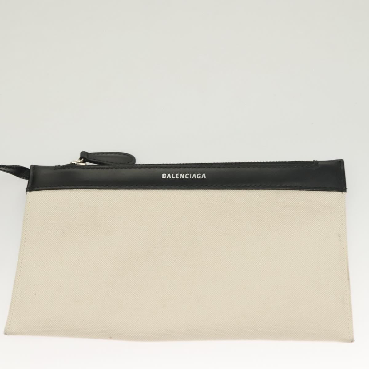 Balenciaga Navy Cabas Canvas with Leather, WHITE, CANVAS, Tote bag