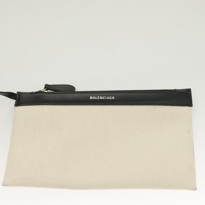 Balenciaga Navy Cabas Canvas with Leather, WHITE, CANVAS, Tote bag