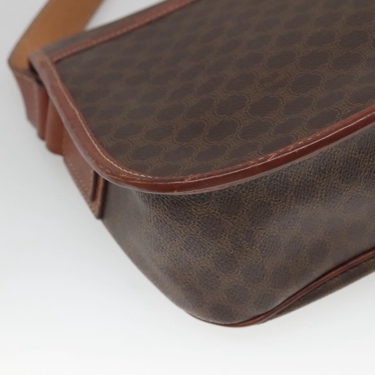 Celine Vintage Macadam Shoulder Bag Canvas and Leather, Brown, Canvas, Shoulder Bag