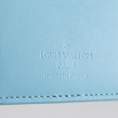 Louis Vuitton pocket organizer Leather, BLUE, LEATHER, Card Holders