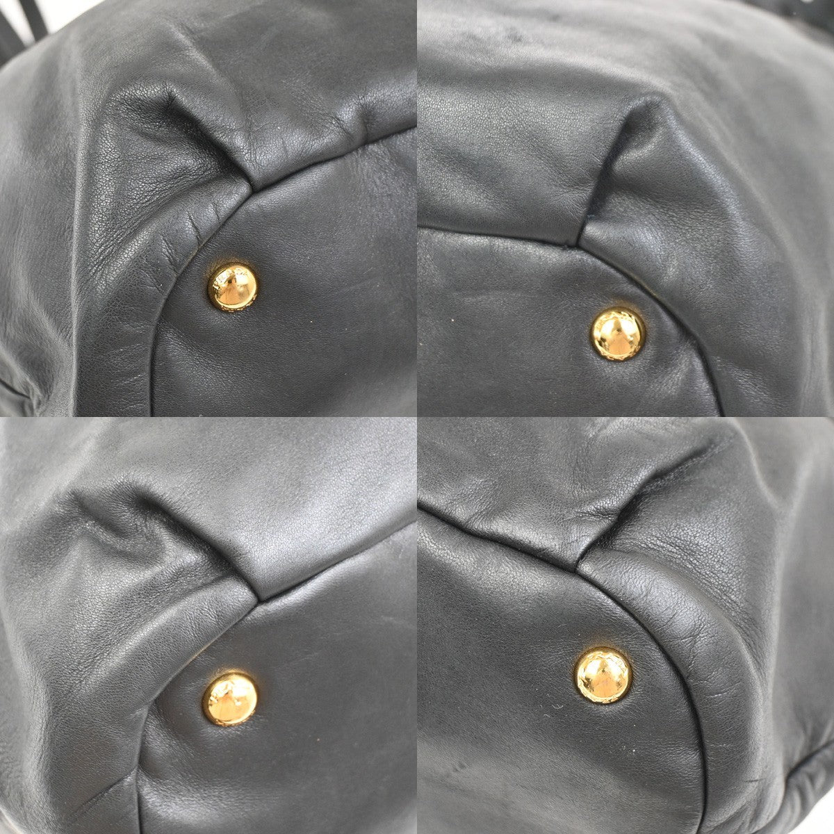 Prada Bow Tie Pleated Tote Leather, BLACK, LEATHER, Shoulder bag