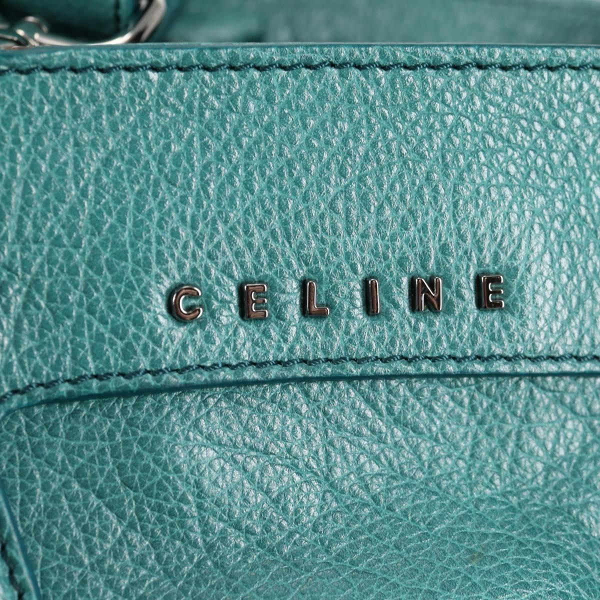 Celine Orlov Handbag Leather, TURQUOISE, LEATHER, Handbag