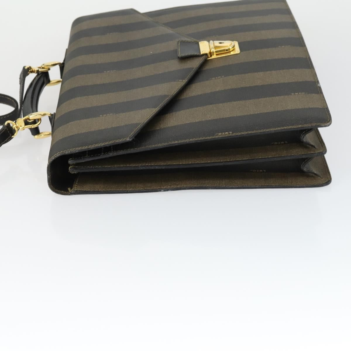 Fendi Vintage Pequin Briefcase Bag Coated Canvas, BROWN, CANVAS, Briefcase