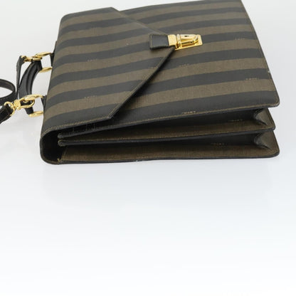 Fendi Vintage Pequin Briefcase Bag Coated Canvas, BROWN, CANVAS, Briefcase