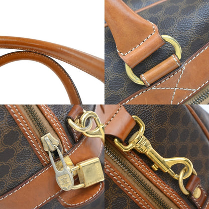 Celine Vintage Macadam Boston bag Canvas and Leather, BROWN, CANVAS, Travel bag