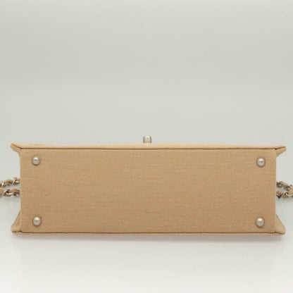 Chanel Matelasse Chain Shoulder Bag Leather, Beige, Cotton, Shoulder Bag